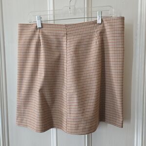 STATE Tan and Black Checkered Mini Skirt